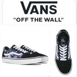 VAN'S Off the Wall Ward Low Top Sneaker in Black Moody Floral Sz Missy 13